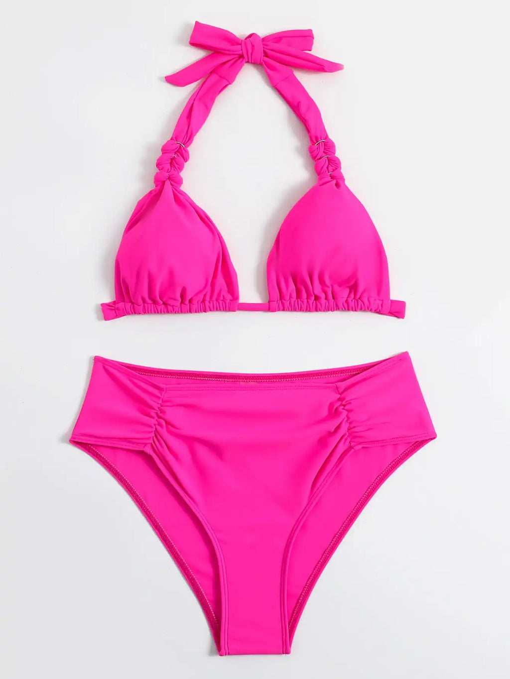 2024 Sexy Bikinis Women Brown Halter Brazilian Swimsuit Female Pleated Bikini Set Black Push Up Swimwear Beach Wear Bathing Suit