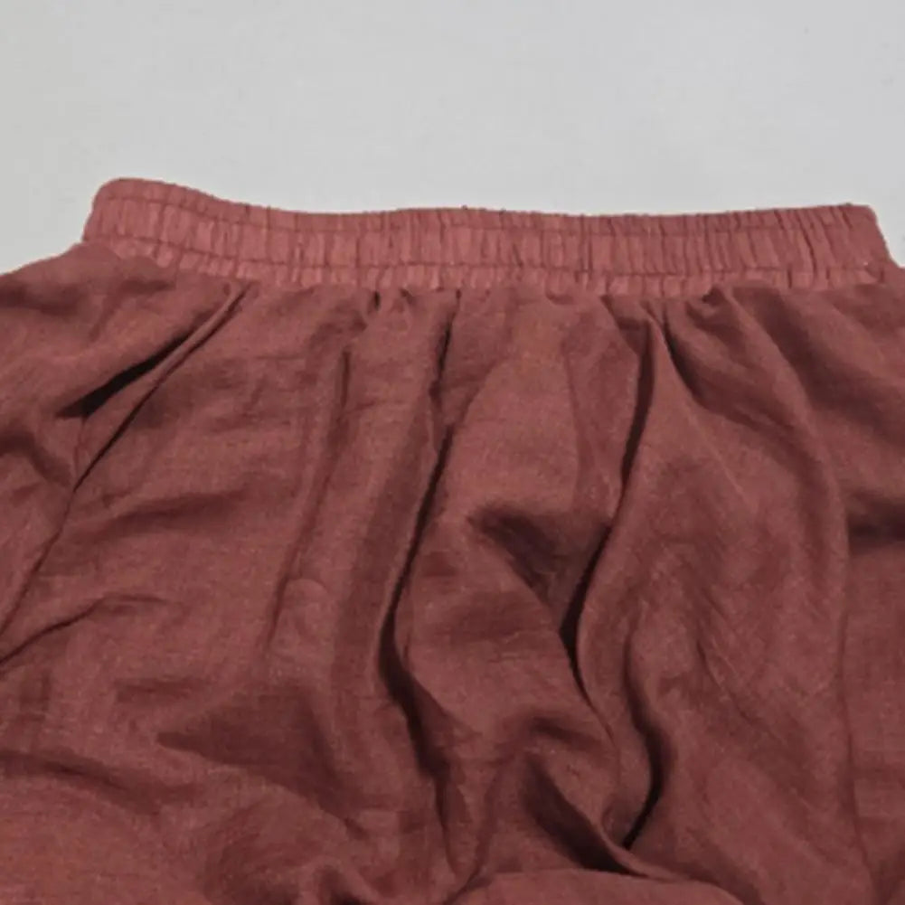 Maxi Skirt Double Layer Women Skirt A-Line Loose Fit Elastic Waist Solid Color Design Flowy Skirt Spring Summer Casual Wear