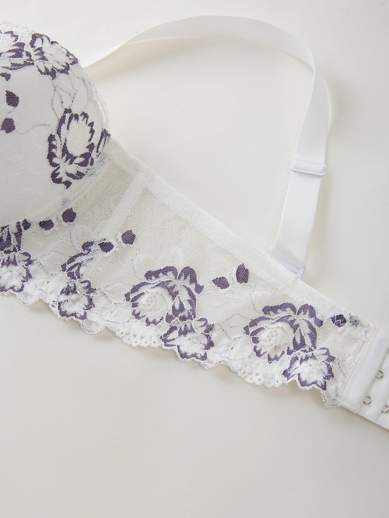 Floral Plus Size Women Bra Lace & Embroidery Push up Bra Comfort Thin Cup Underwire Support Lingerie Bra