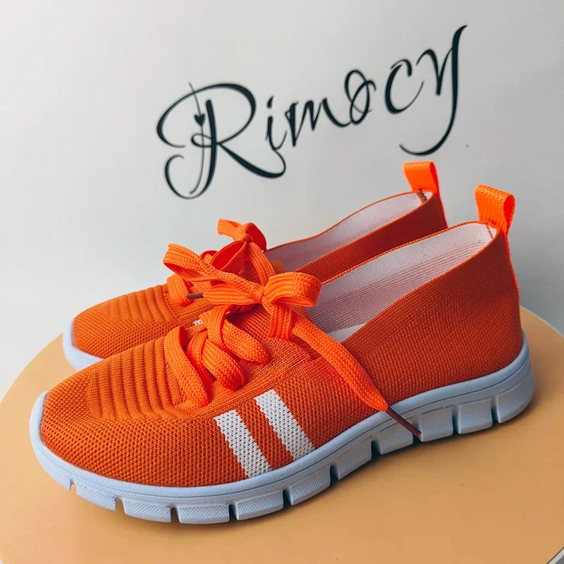 Fashion Striped Knitted Flats Women 2025 Summer Soft Sole Non Slip Walking Shoes Woman Plus Size 36-43 Low Heel Loafer Female