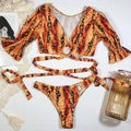 Sexy Two Piece Swimsuit Swimwear Women Short Sleeve Leopard Print Bikinis Set Bathing Suit Beachwear 2026 Maillot De Bain Femme