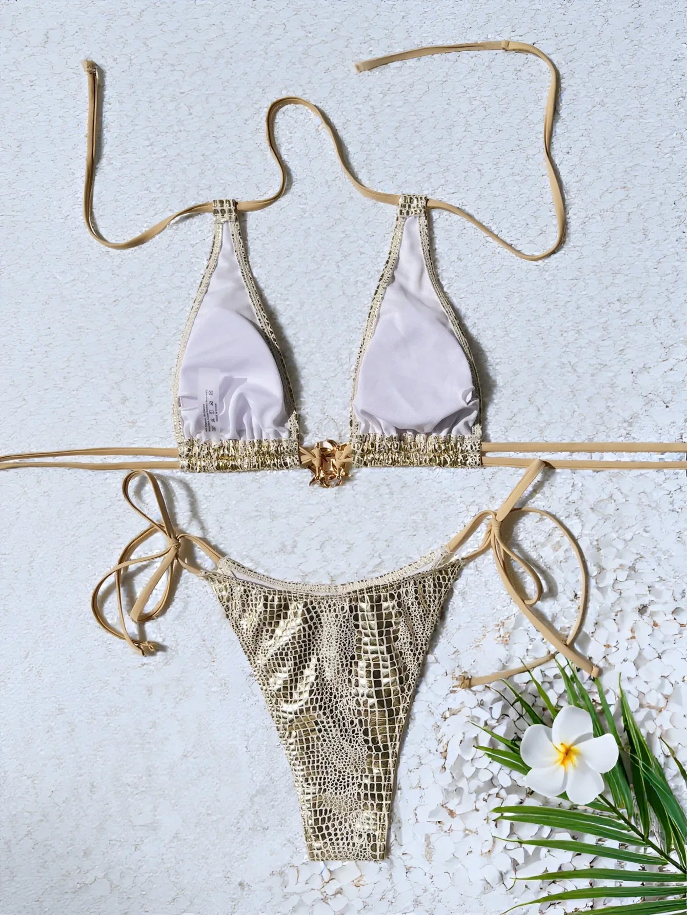 2026 Summer Women's Swimsuit Snake Print Micro Bikini Set Beachwear Sexy Backless Lace-up Swimwear Low Waist Bathing Suits Beach