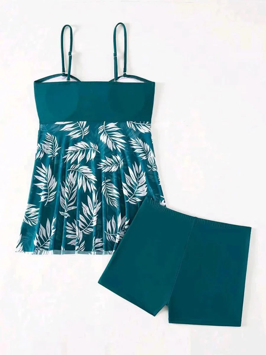 2026 Short Dress Tankini With Shorts Swimsuit Women Swimwear Female Padded Printed Bathing Swim Suit Swimming Beachwear Summer