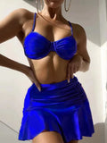 2026 Push Up 3 Pieces Bikini & Beach Slirt Swimsuit Women Strappy Swimwear Female Bathers Bathing Swimming Swim Suit Beachwear