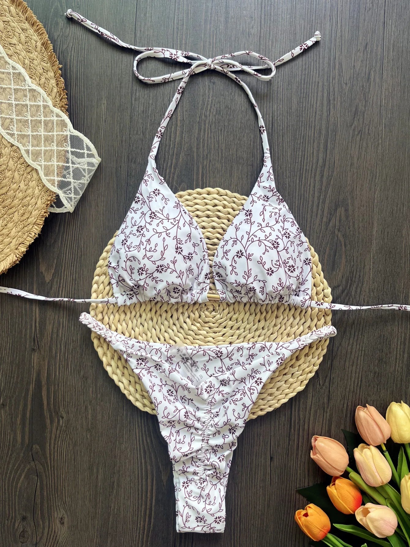 Leopard Halter Scrunch Butt Mini Micro Thong Bikini Women Swimwear Female Swimsuit Two-pieces Bikini Set Bathing Suit Swim Lady
