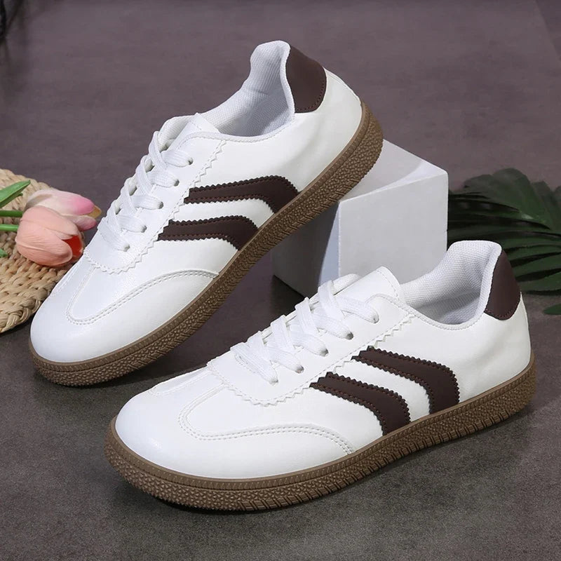 Plus Size 44 Women's Stripe Flats Fashion Lace Up Platform German Training Shoes Women Comfortable Non Slip Low Top Sneakers