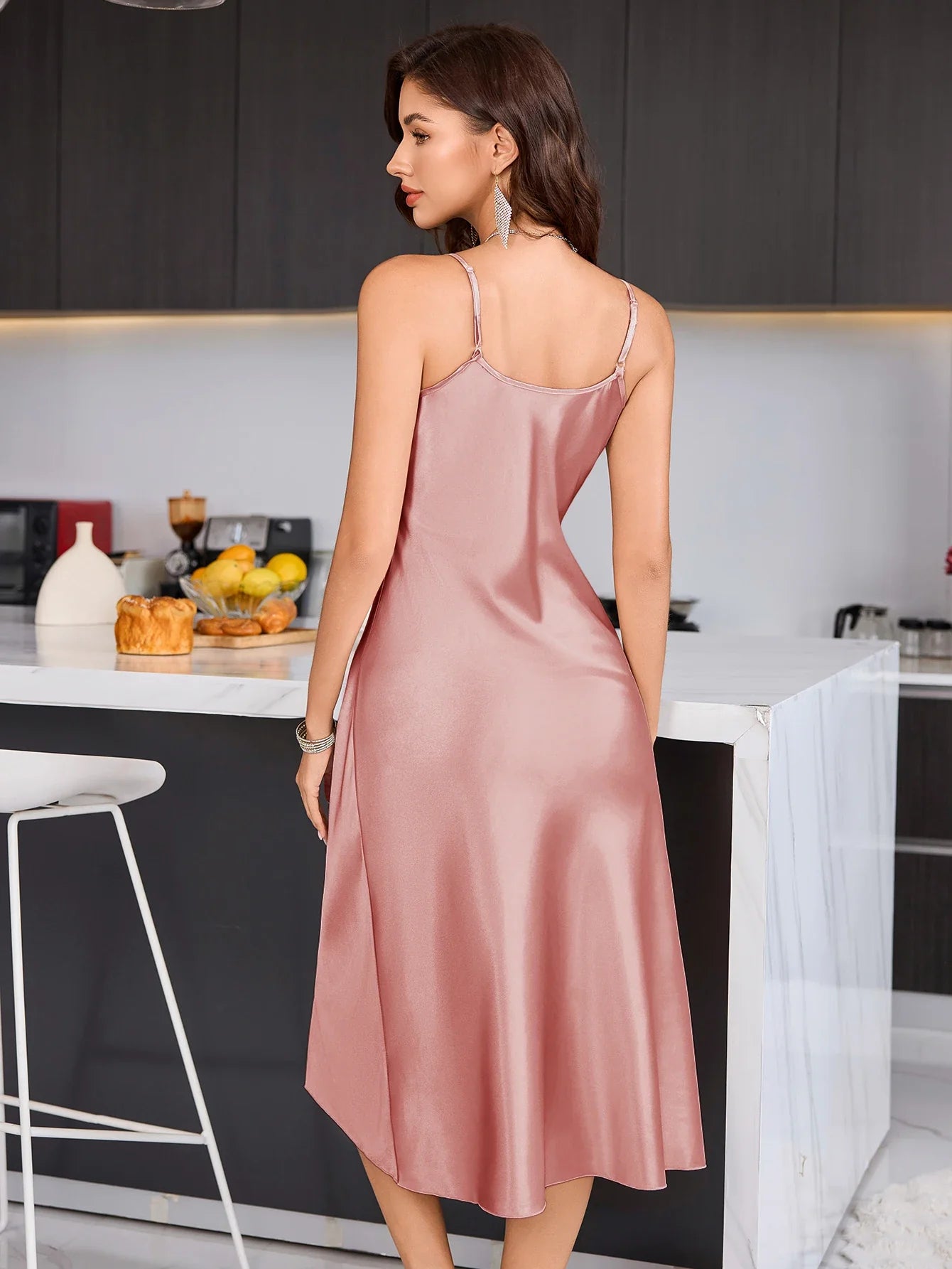 Women's Solid Sleeveless Dress Chic Basic Minimalist Causual Fashion V Neck Long Dress Womenswear For Spring Summer And Party