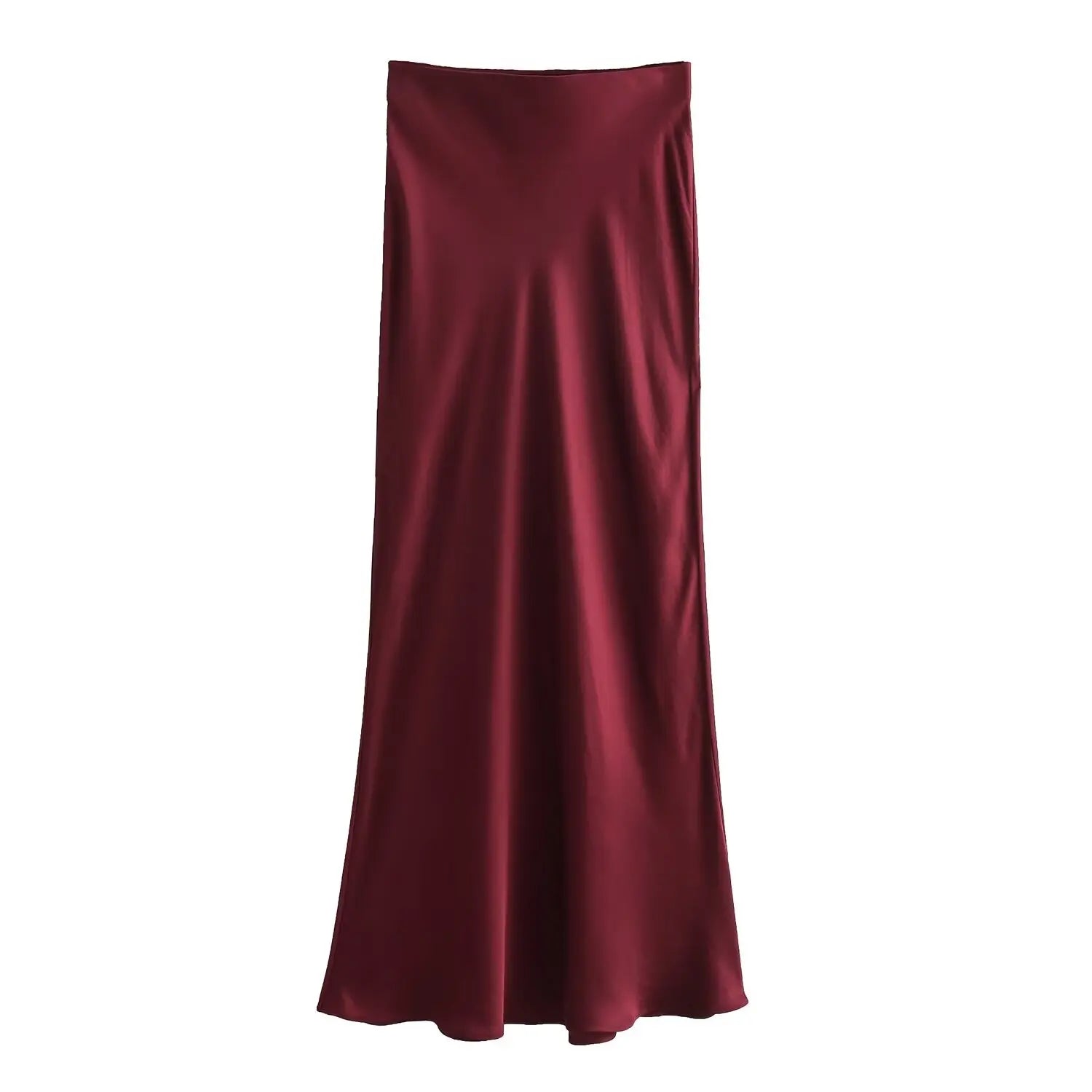 Foridol Autumn Winter Burgundy Satin Skirt Women Party Silk Skirt High Waist Straight Long Faldas Mujer Christmas Skirt
