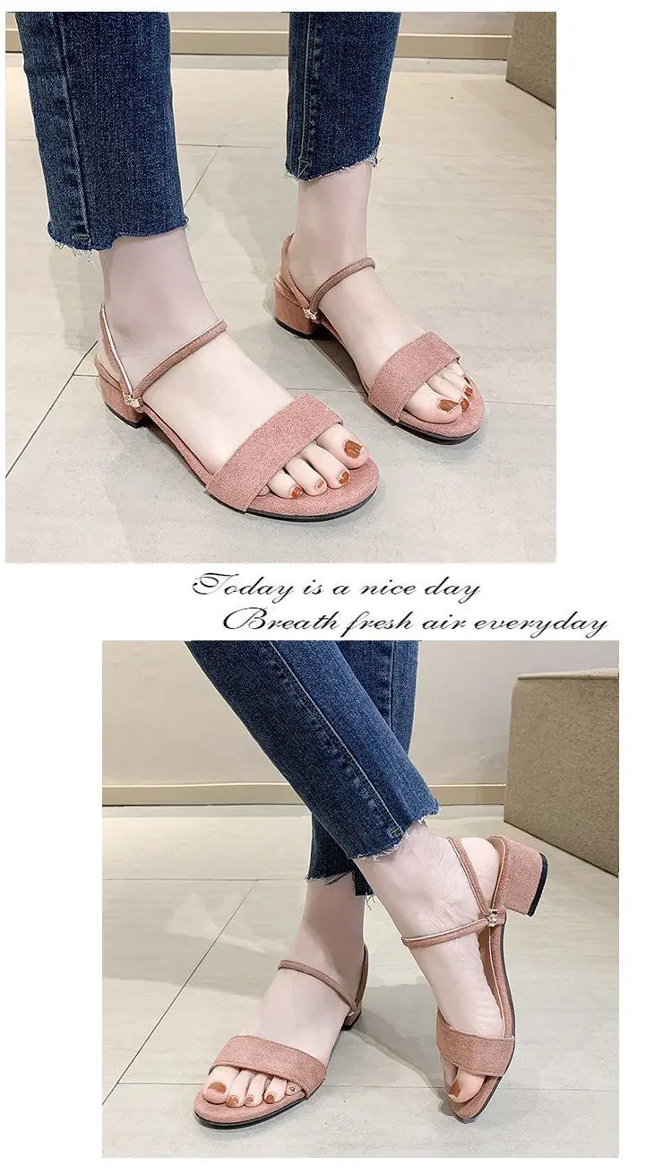 Women Sandals Chunky Heels Slides Summer 2026 Elegant Shoes Women Slipper Big Size 34-42 Fashion Summer Sandal Women