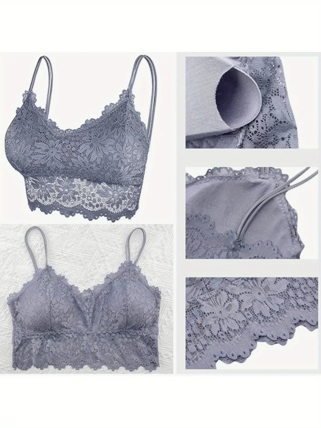 7 Pieces Color Women' Sexy Lace Wire-free Bras Lightweight Breathable Back Support, Gathered Shaping for Natural Curves