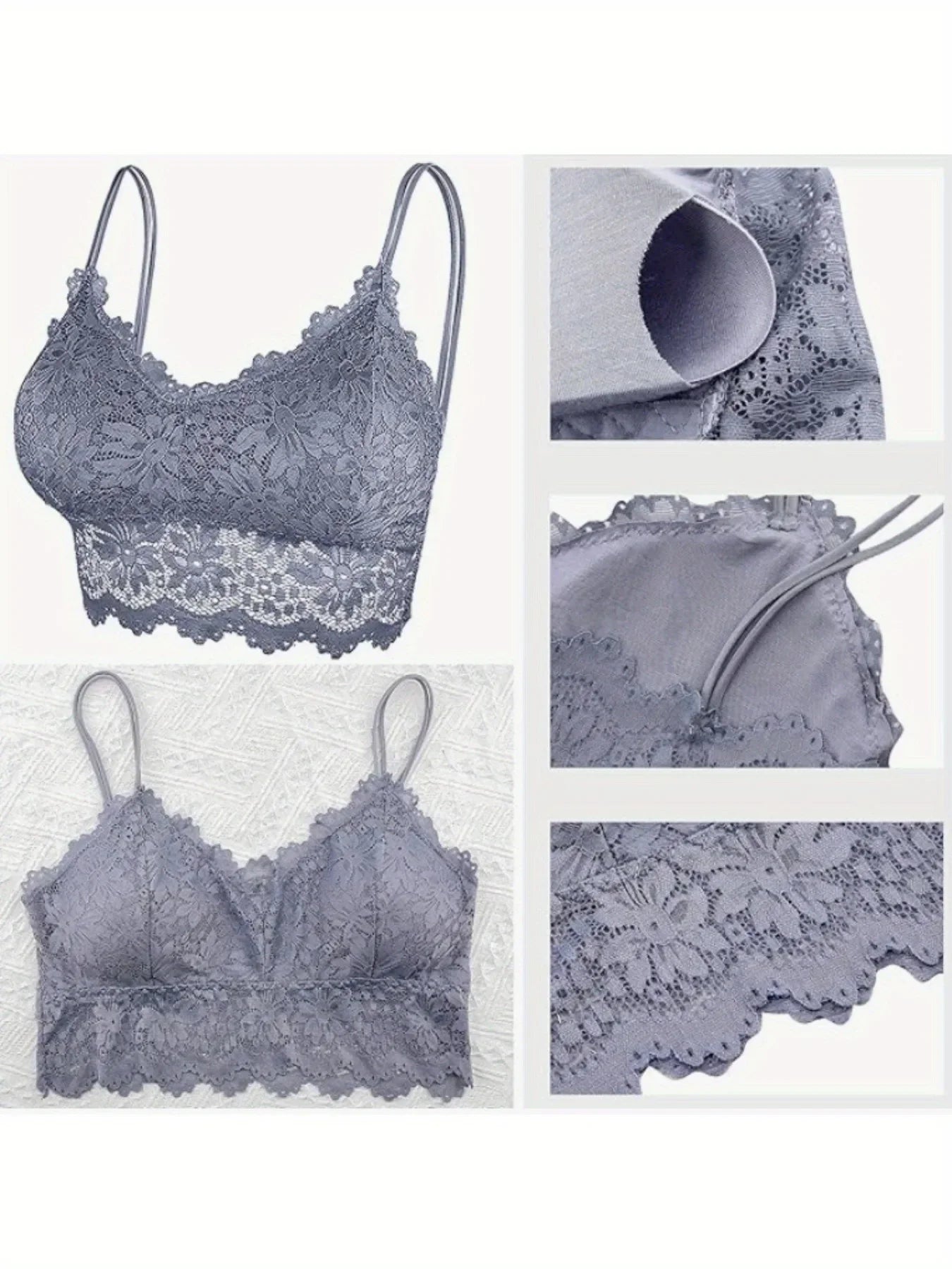 7 Pieces Color Women' Sexy Lace Wire-free Bras Lightweight Breathable Back Support, Gathered Shaping for Natural Curves