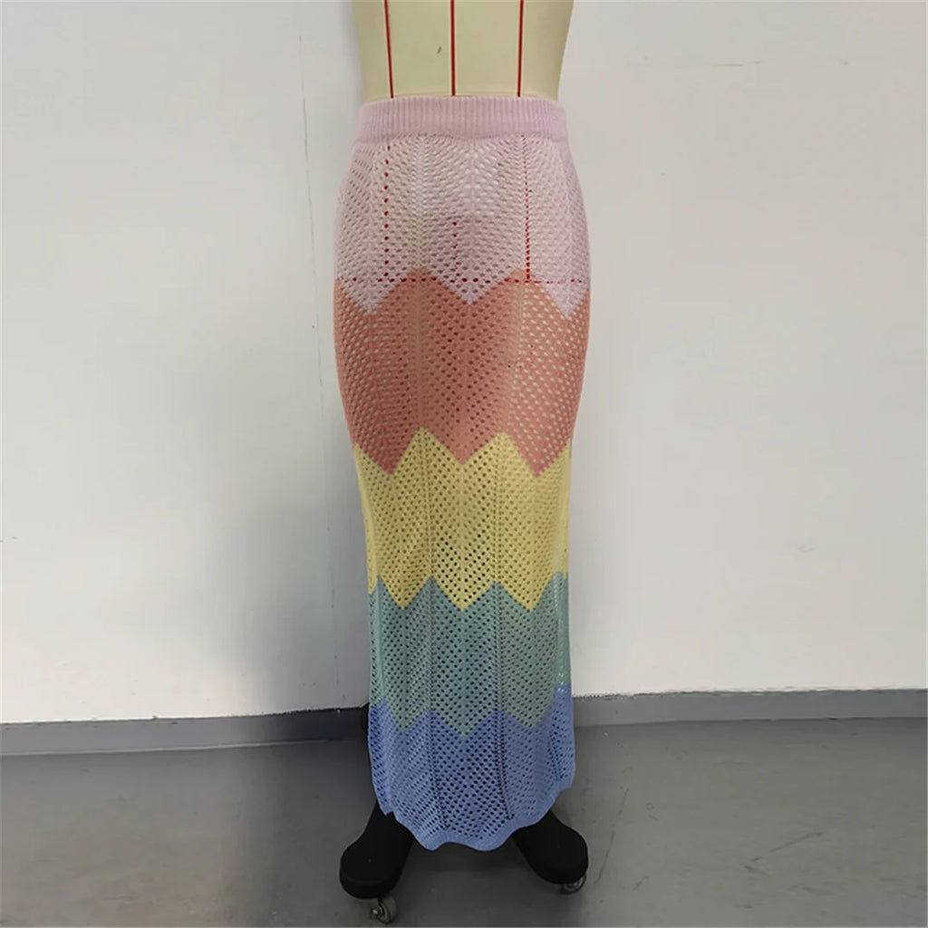 New Colorful Hollow Out Knitted Tunic Beach Cover Up Cover-ups Beach Dress Beach Wear Beachwear Long Skirt Female Women K6588