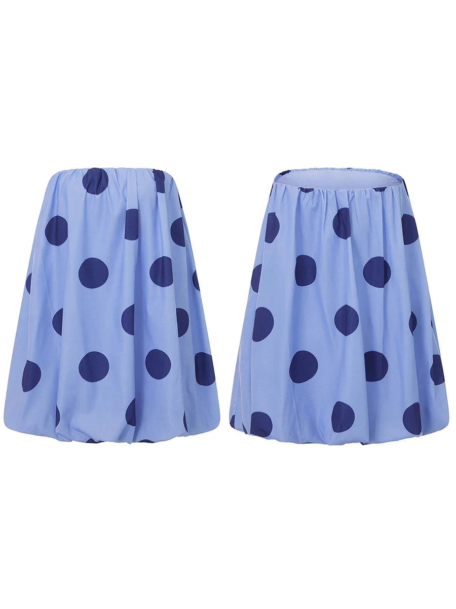 Women Mini Dress Dot Print Backless Tube Dress Summer Party Fashion Casual Strapless Dress