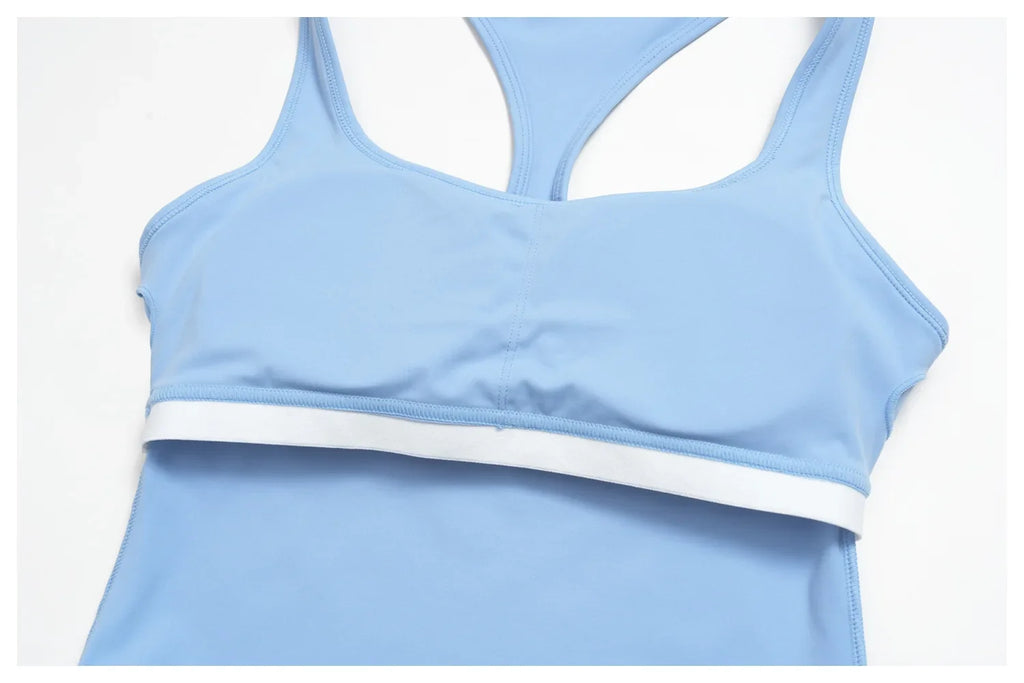 Gym Women Yoga Sets Women Brushed Square Neck Slim Sports Tank Top Fitness Suit Outwear Running High Waist Shorts Tracksuit