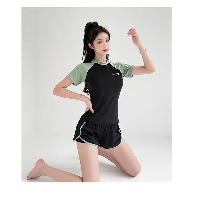 Swimsuit Women's Plus Size Two-piece Split Style Sports Style Conservative Slimming Hot Spring Ins Style Full Body Professional