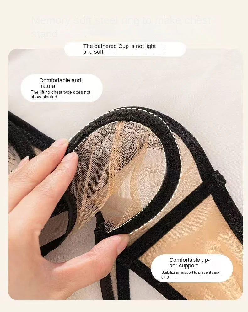 Ultra-thin Sexy Lace Hazy Attractive Comfortable Soft Steel Ring on The Support To Prevent Sagging Cross Beautiful Back Change