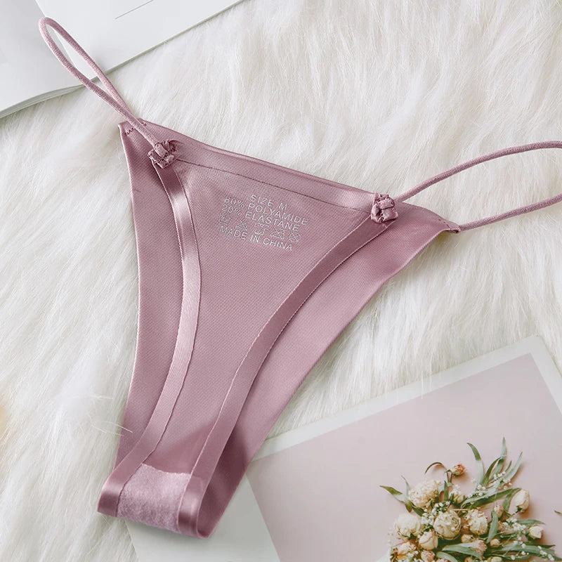 Women Panties G String Sexy Thong Seamless Underwear Ice Silk T Back Butterfly Briefs Girls Low Waist Lingerie Plus Size S-XL