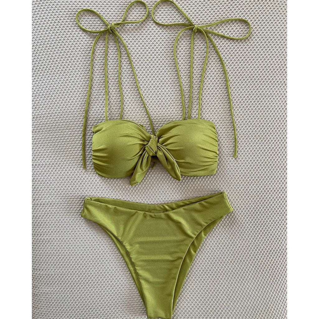 Sexy Halter Micro Bikini 2024 Women Swimsuit Female Swimwear Thong Bikinis Set Brazilian Beach Wear Bathing Suit Biquini