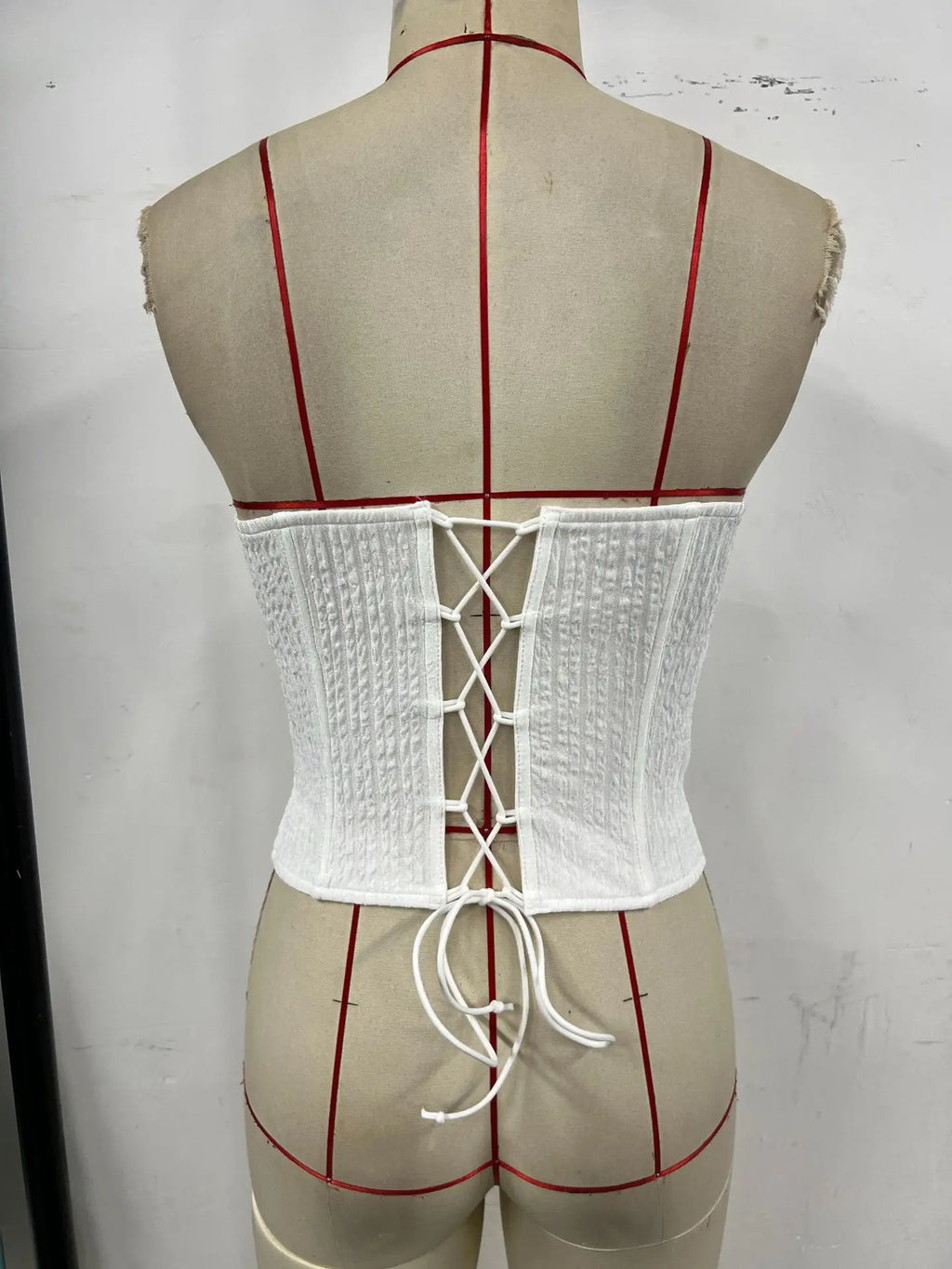 Summer Women White Strapless Waist Cinched Top Women White Drawstring Side Slim Fishbone Corset  Club Party Streetwear Camisole
