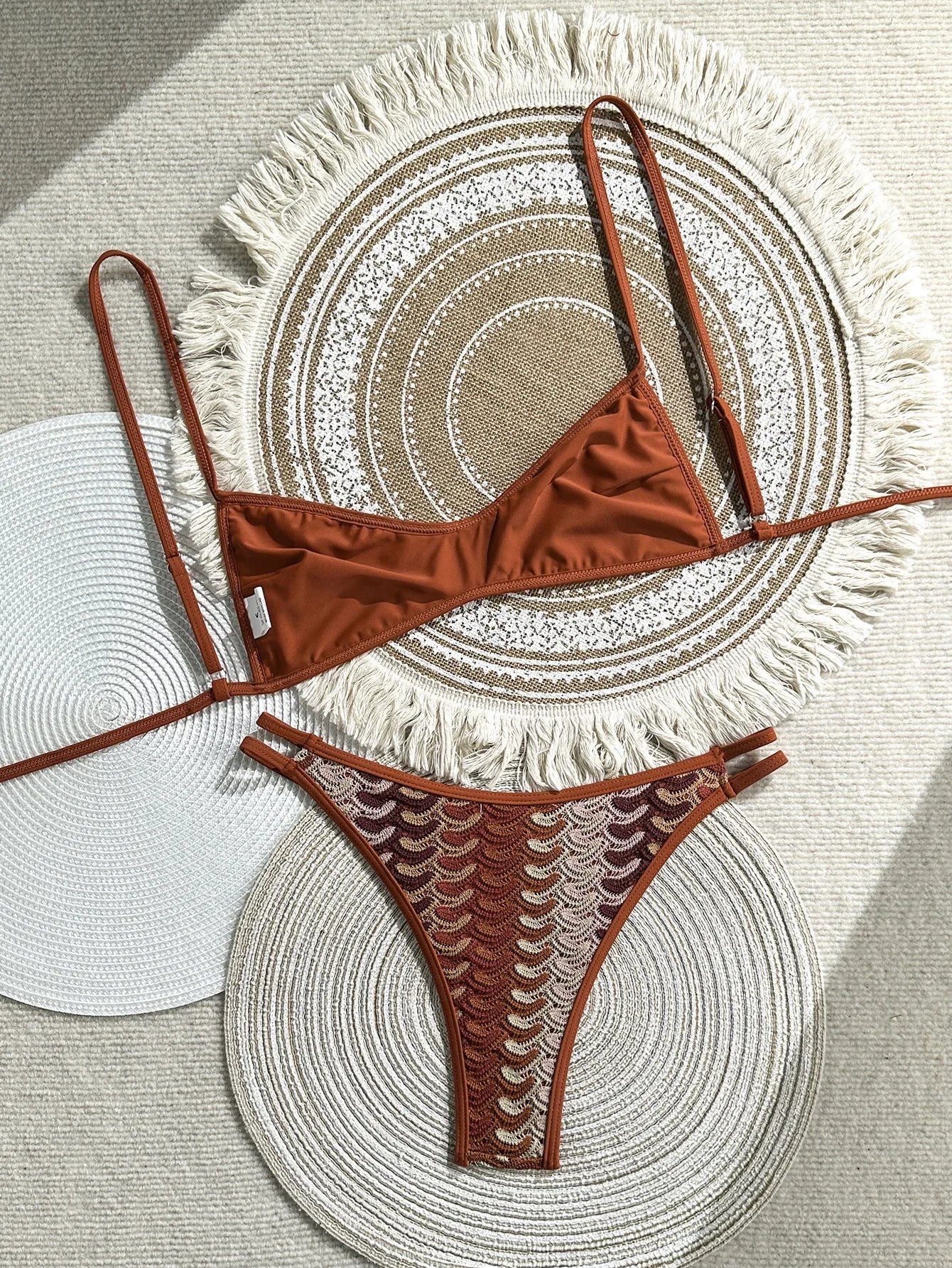 2026 Printed Crochet Bikini Women Swimsuit Female Swimwear Two-pieces Bikini Set High Leg Cut Bather Bathing Suit Swim Beachwear