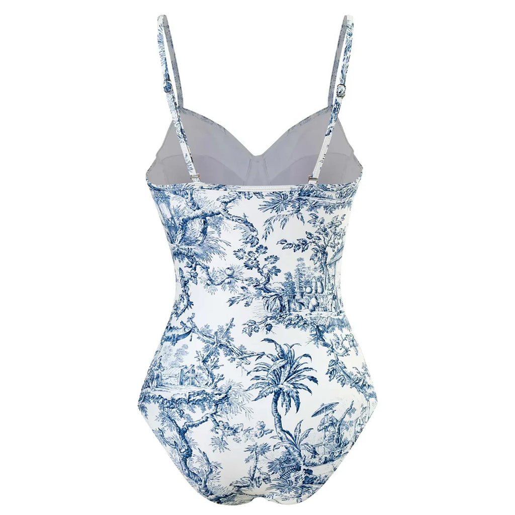 S - XL Sexy With Skirt Printed High Cut Underwired Women Swimwear One Piece Swimsuit Female Bather Bathing Suit Swim Lady V4611