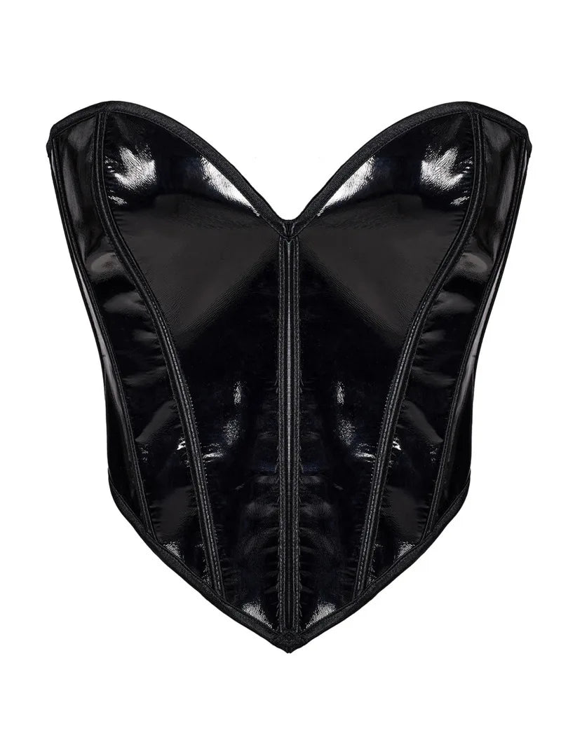 Push-Up Chest Support Glossy Fishbone Sexy Style Waist Cincher Tummy Control Top For Women Solid Color Pure Desire Charming JKOB