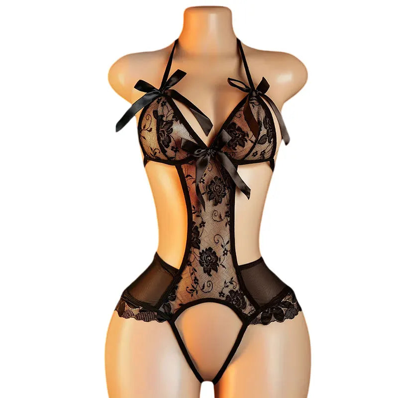 Fancy Underwear Hanging Neck Erotic Suit 18 Crotch Open Temptation Hot Crotchless Lingerie For Woman Of Desire Bold Lencerias