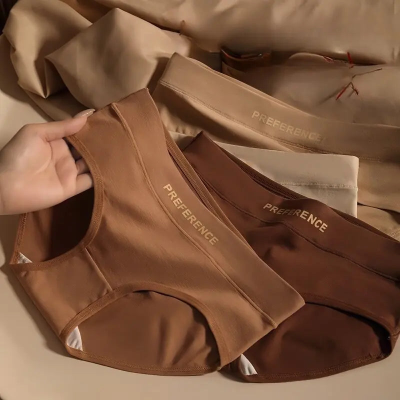 1-Pack Women Cotton Panties Mid Waist Briefs in Warm Tan Minimalist Breathable Intimates Ladies Underwear Size M-2XL