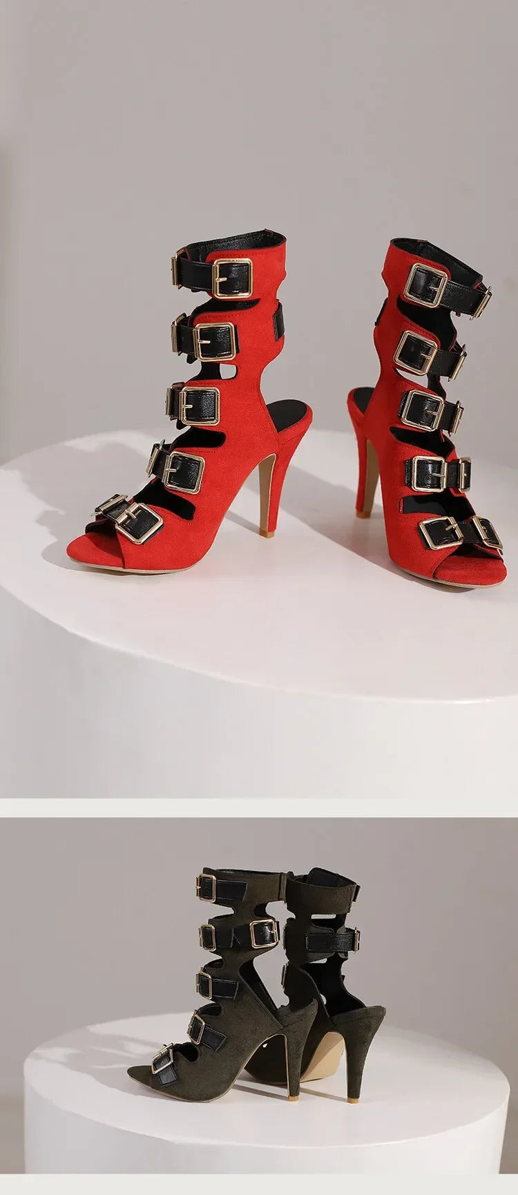 10cm Ultra High with Open Toe Multiple Buckle Strap Belt Sexy Club High Heels Summer Shoes Gladiator Cool Boots Sandals Women