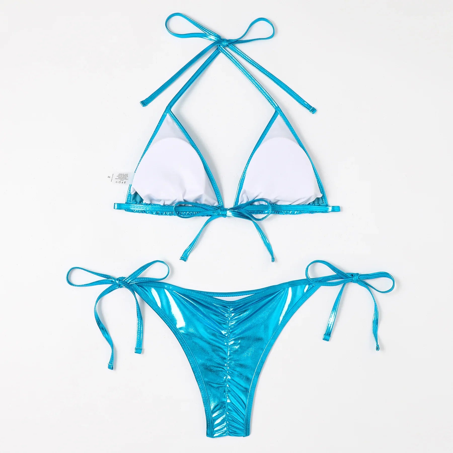 Shiny Swimwear Women Halter Bathers Bling Sequin Bikini Set Cut Out Push Up Padded Bathing Suit Thong Swimwear Glitter Biquini