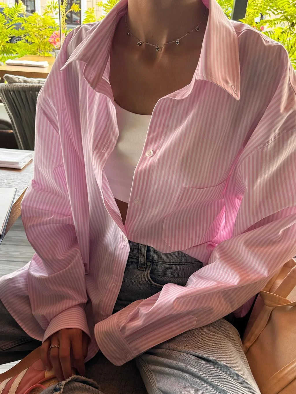 Phantasy Retro Casual Minimalist Style Striped Printed Button Down Long Sleeved Shirt Autumn Versatile Lapel Striped Loose Shirt