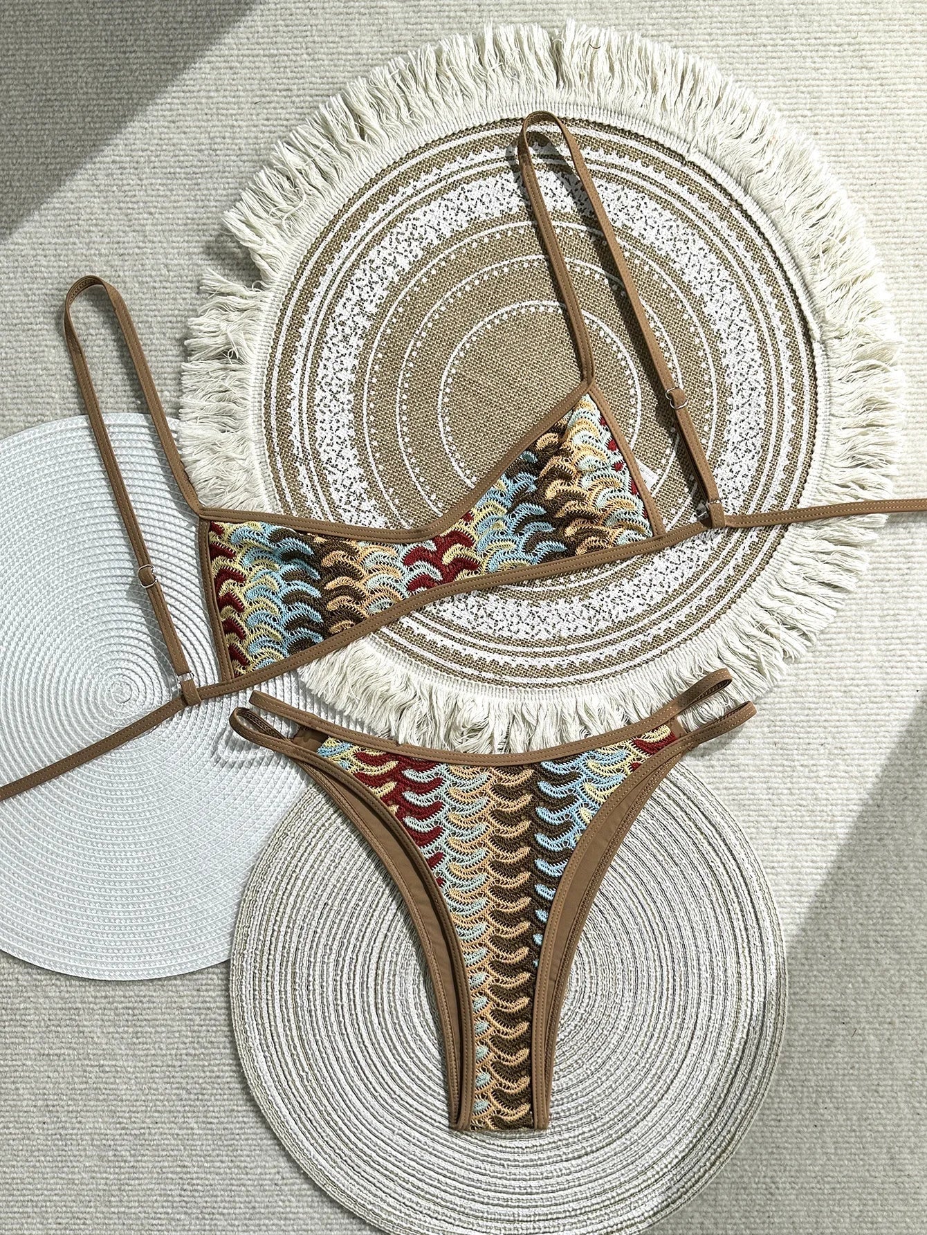 2026 Printed Crochet Bikini Women Swimsuit Female Swimwear Two-pieces Bikini Set High Leg Cut Bather Bathing Suit Swim Beachwear