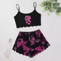 Summer Pajamas Set for Women Nightwear Sexy Dragon Printed Vest Halter Top Shorts Suit Homewear Sleepwear Loungewear