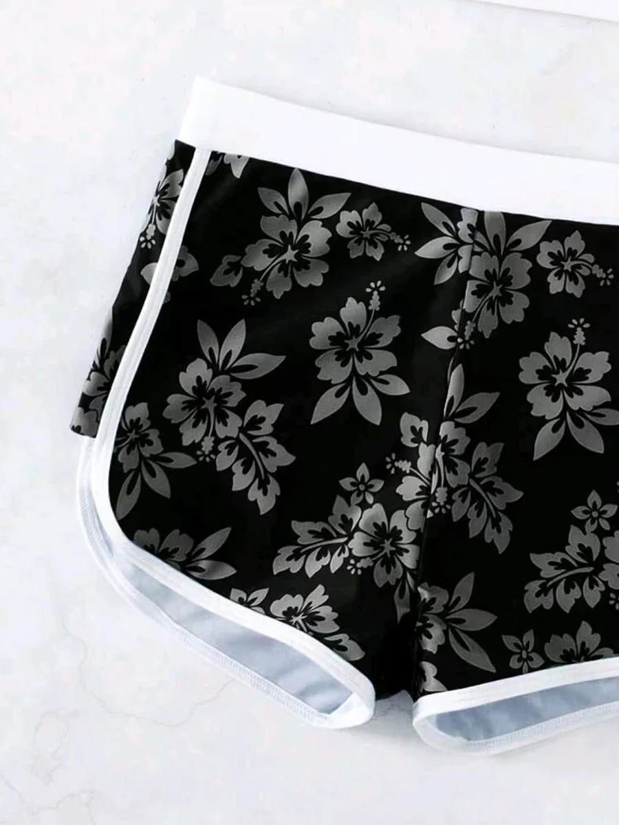 2026 Halter Sporty Bikinis Printed Swimsuit Women High Waist Shorts Swimwear Female Bathers Bathing Swimming Swim Suit Beachwear