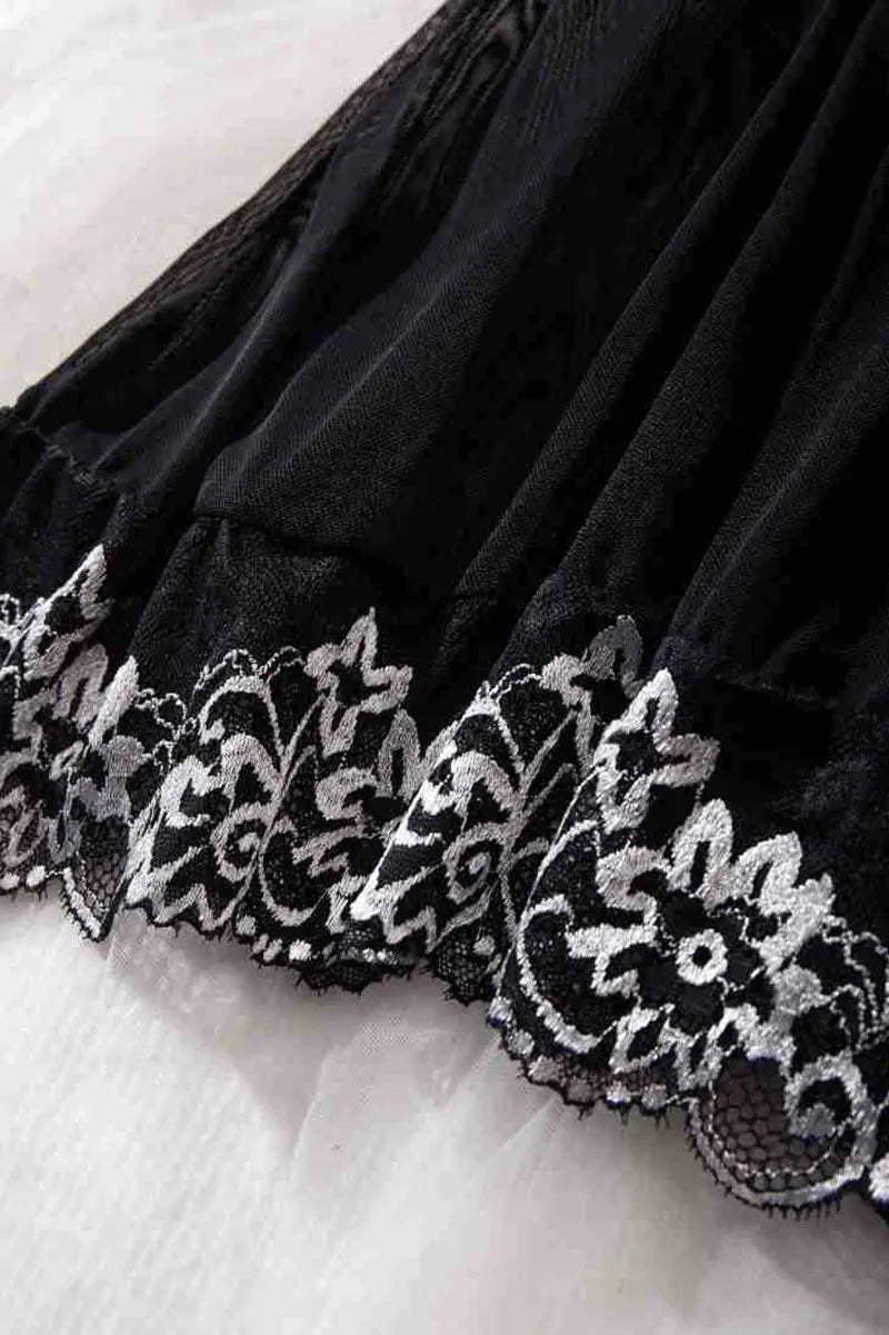 Women's Nightgowns See Through Sexy Deep V Embroidered Nightdress Pajamas Thong Sleepwear Baby Doll Lingerie