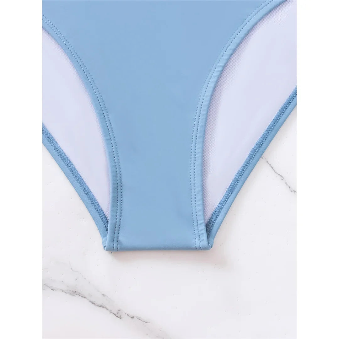 S - XL New 7 Colors V Neck High Waist Bikini Female Swimsuit Women Swimwear Two-pieces Bikini Set Bather Bathing Suit Swim V5006