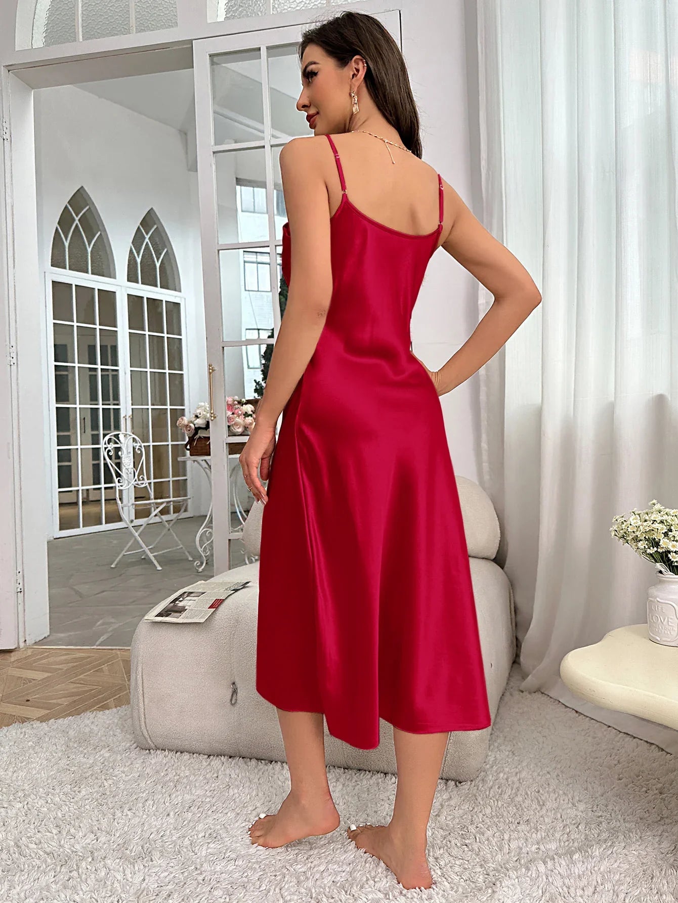 Women's Nightdress Spaghetti Strap V Neck Elegant Luxury Comfortable Breathable Loungewear Relaxing Daily Leisure Classic Style