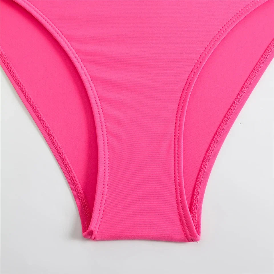 Sexy Halter Bikini 2026 Criss Cross Solid Swimsuit High Waist Swimwear Female Bathers Bathing Swimming Suit Padded Beachwear
