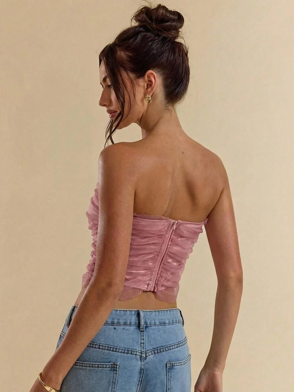 Summer women's tops sexy strappy bra tube top fishbone strappy top