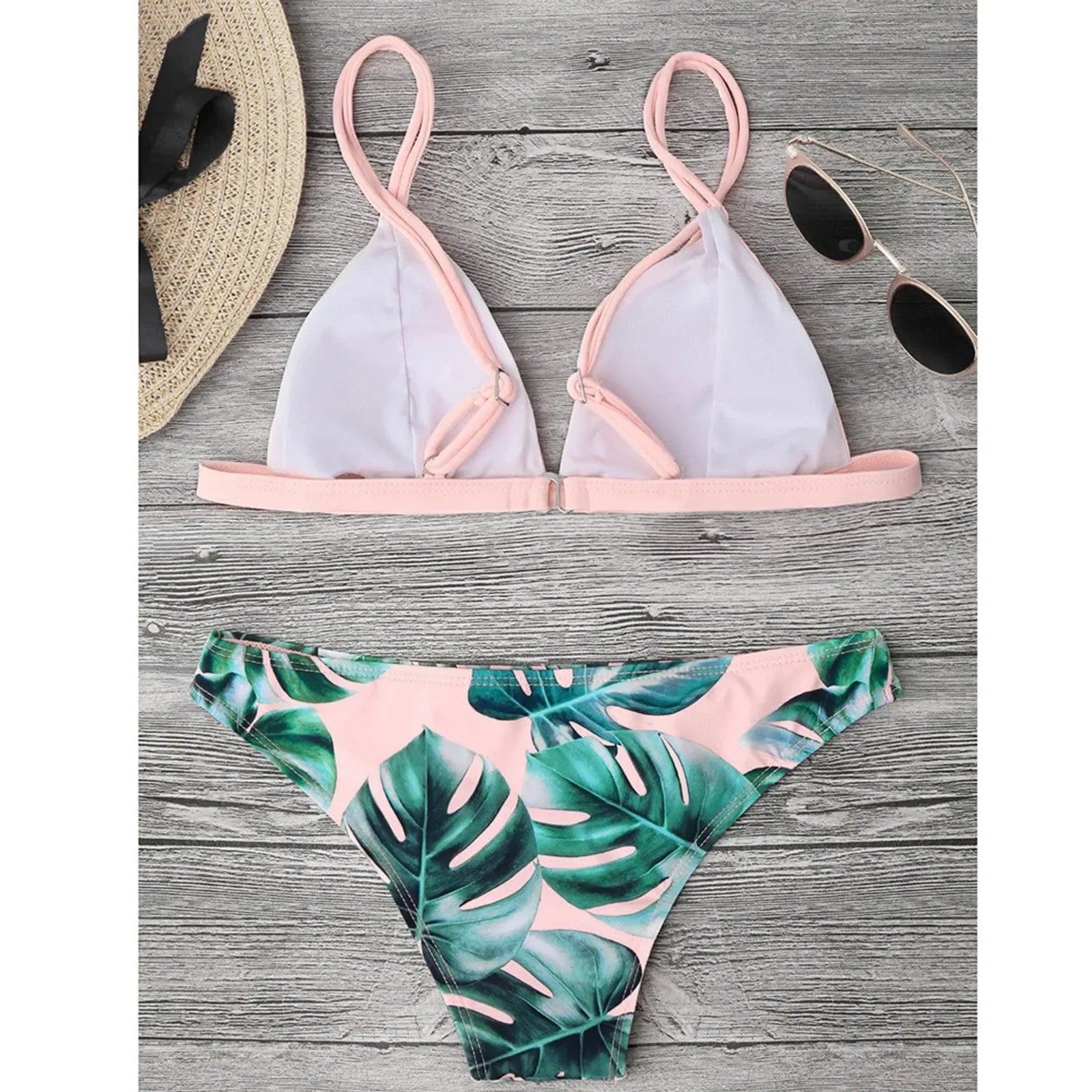 Leaves Print Bikinis Set For Women Swimwear 2024 Padded Push-Up Beachwear Bather Bathing Set Beachwear Summer Bikini Set Femme