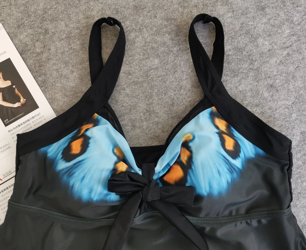 DEKA Large Size Swimwear Two Piece Swimsuit Women Sexy Leopard Tankini Print Flower Vintage Bodysuit Swim Beachwear Bathing Suit