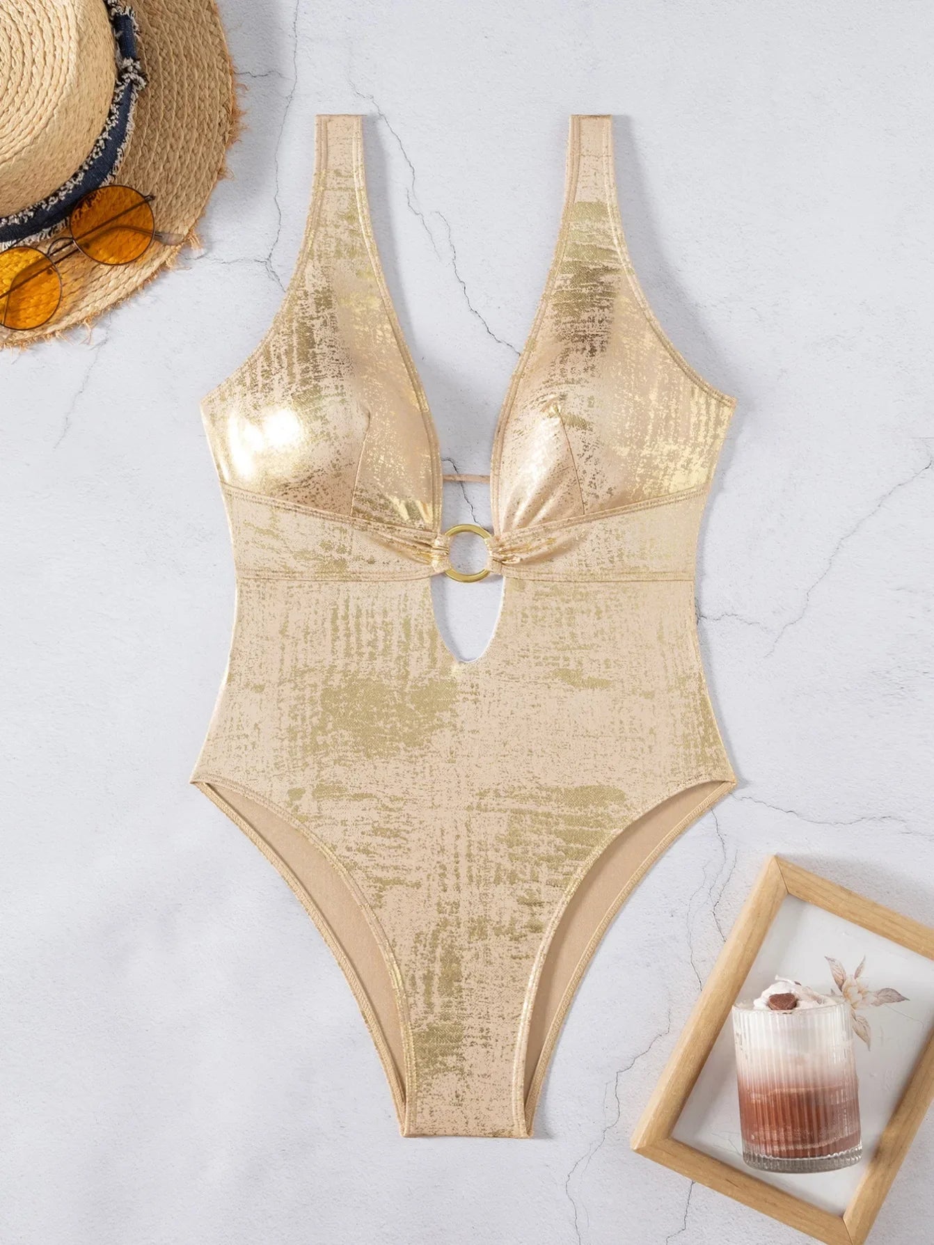 Sexy Neon Yellow Gradient Swimwear Women Deep V Neck Hollow Out Backless One Piece Swimsuit 2026 Bathing Suit Holiday Monokini