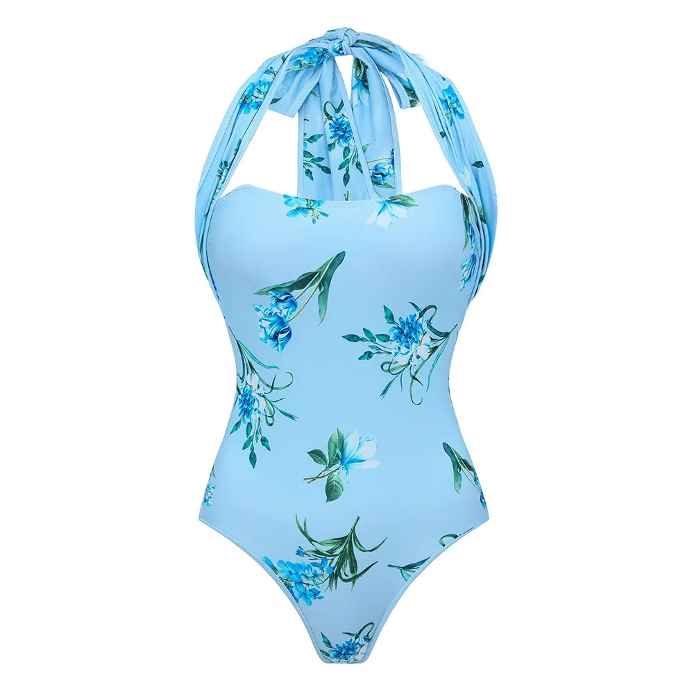 Bandeau 2 Pieces Bikini Sexy Women Swimsuit Swimwear Female Dress Cover Up Printed Biquini Beachwear Bathingsuit Swimming Suits