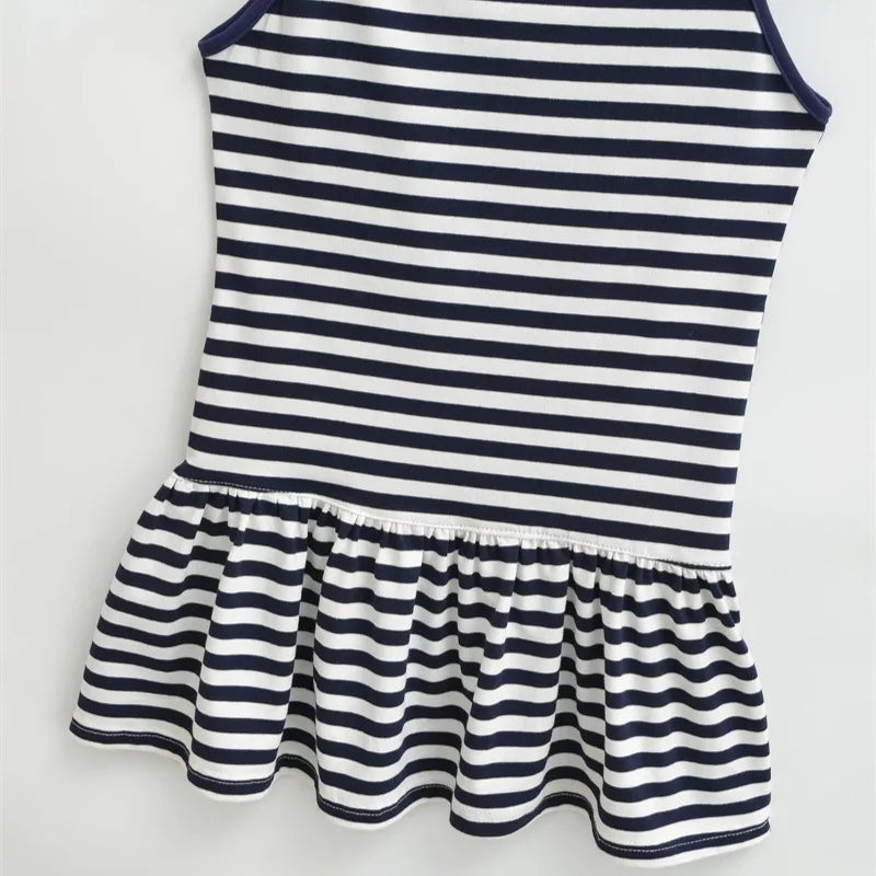 Sweet Double-shoulder Strap Striped Color-block Camisole For Women Unique Design Patchwork Pure Desire Dress Elegant Casual WIKO