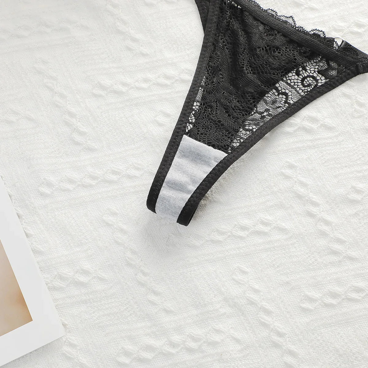 INENEMIS 3-Piece Black Bra Set Women lace sexy Lingerie sex Set Ladies Sexy Panty Underwear Set A2213