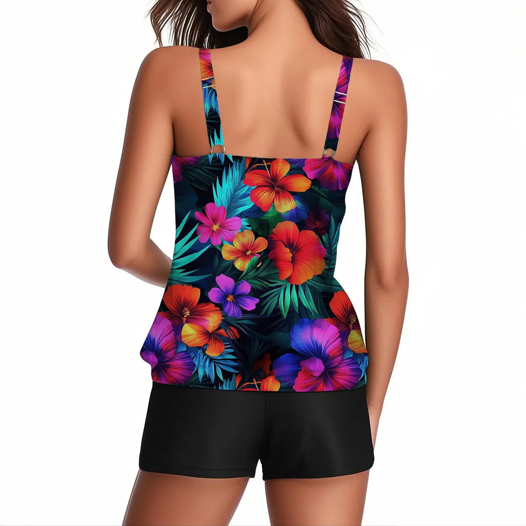 2026 Pinted Floral Tankini Two Pieces Swimsuit Women Vintage Swimwear Female Bathers Bathing Swimming Swim Suit Beachwear