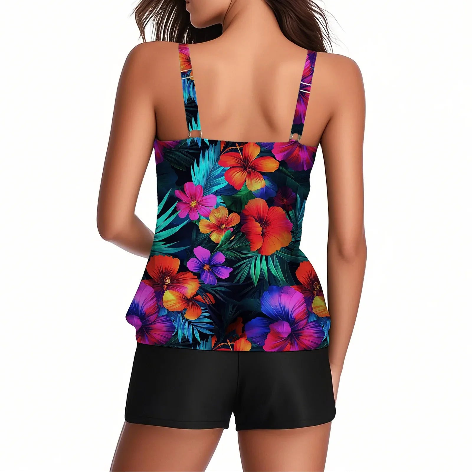 2026 Pinted Floral Tankini Two Pieces Swimsuit Women Vintage Swimwear Female Bathers Bathing Swimming Swim Suit Beachwear