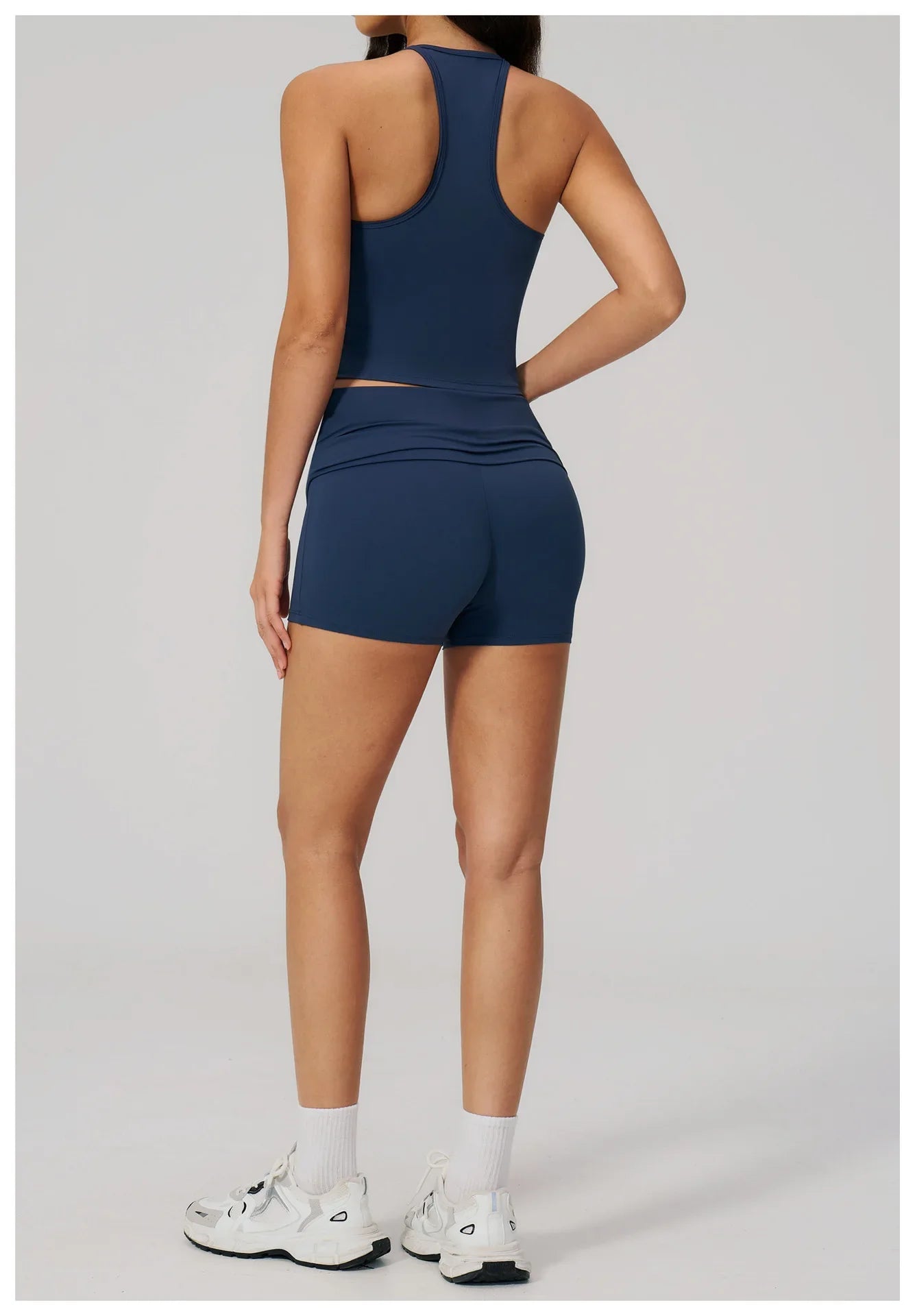 Summer 2Pcs Yoga Sets Women Camisole Slimming Sports Tank Top Pleate High Waist Shorts Fitness Suit Gym Running Excersize Wear