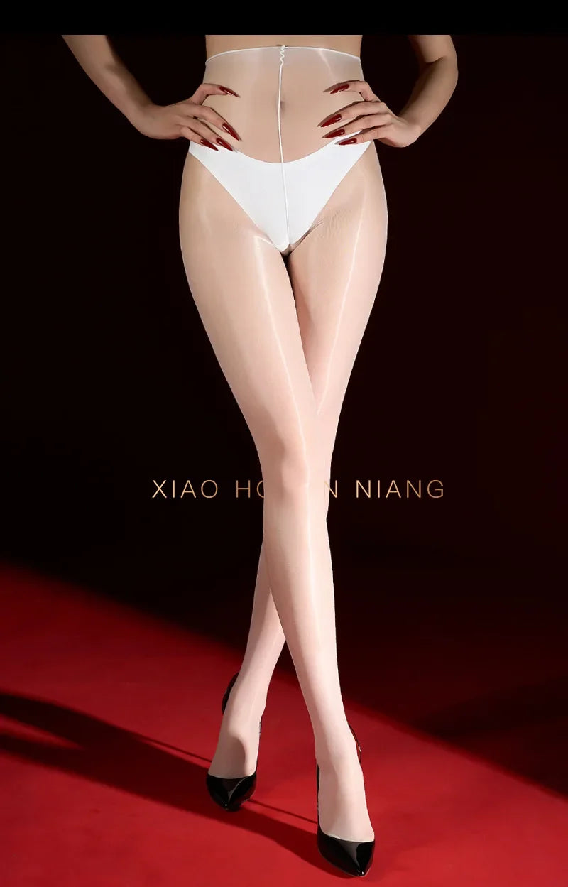 Sexy Silk Horse Oil Stockings Thin Anti-Snag Glossy Pearl Pantyhose Solid Color Transparent Mesh Nightclub Wear Pantyhose 0RG0