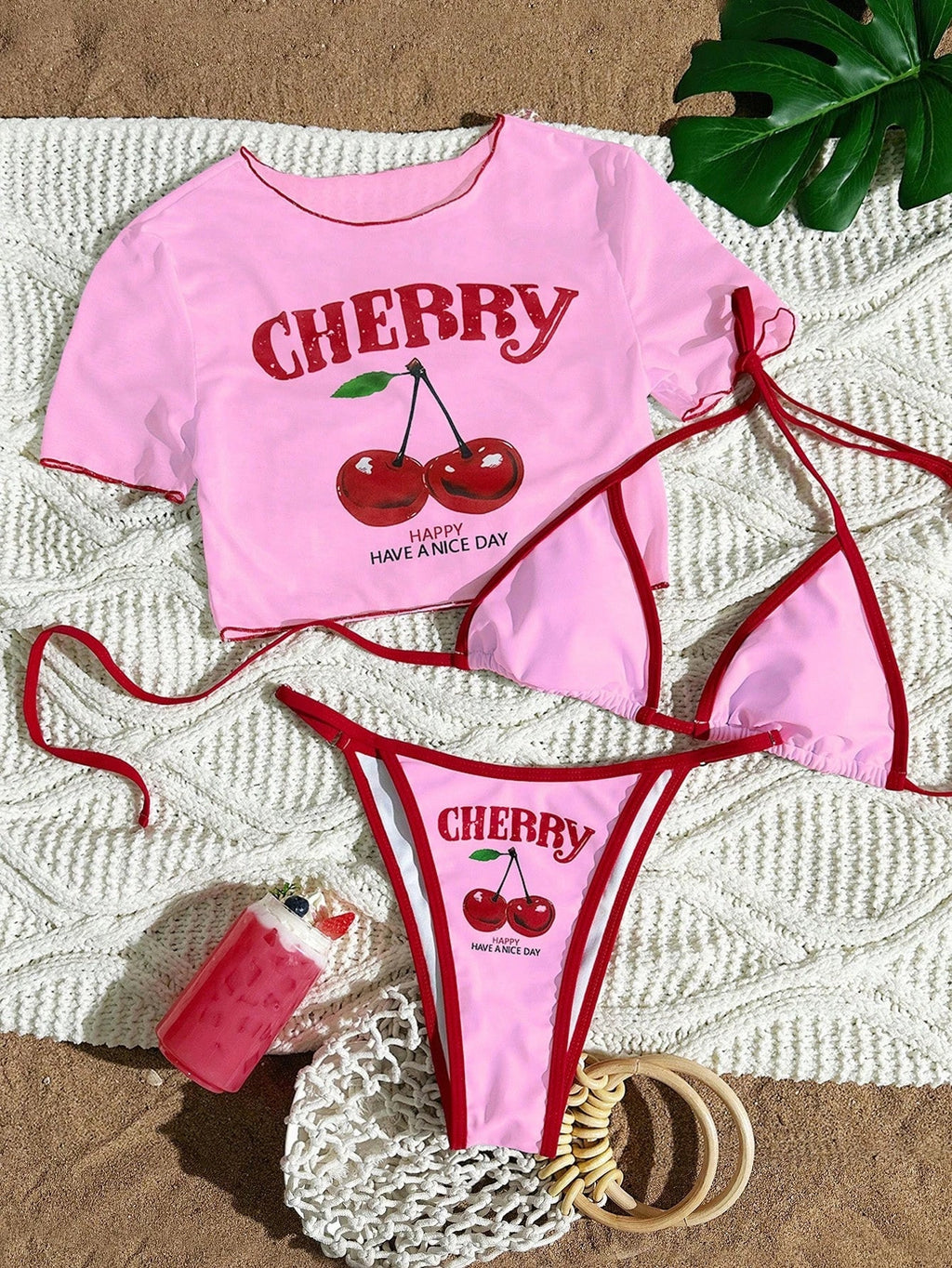 3 Pieces Brazilian Thong Bikinis 2026 Women Trikini Swimwear Female Halter Triangle Swimsuit & Tops Bathing Swimming Swim Suit
